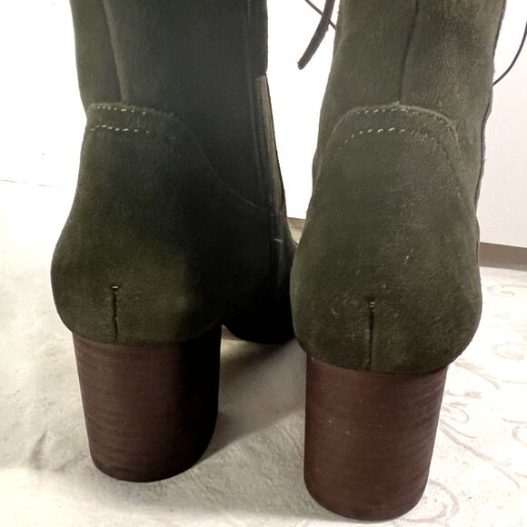 New Violet & Red Hunter Green Suede Midcalf Boots Size 8 1/2 - Picture 3 of 4